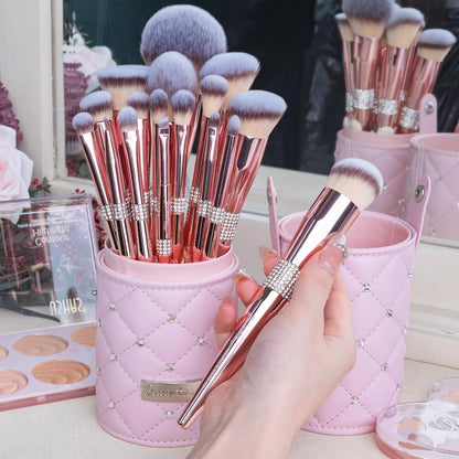 16Pcs Makeup Brushes Set with Elegant Holder Case, Premium Ultra Soft Professional Brushes for Foundation, Blush, Powder, and Eyeshadow