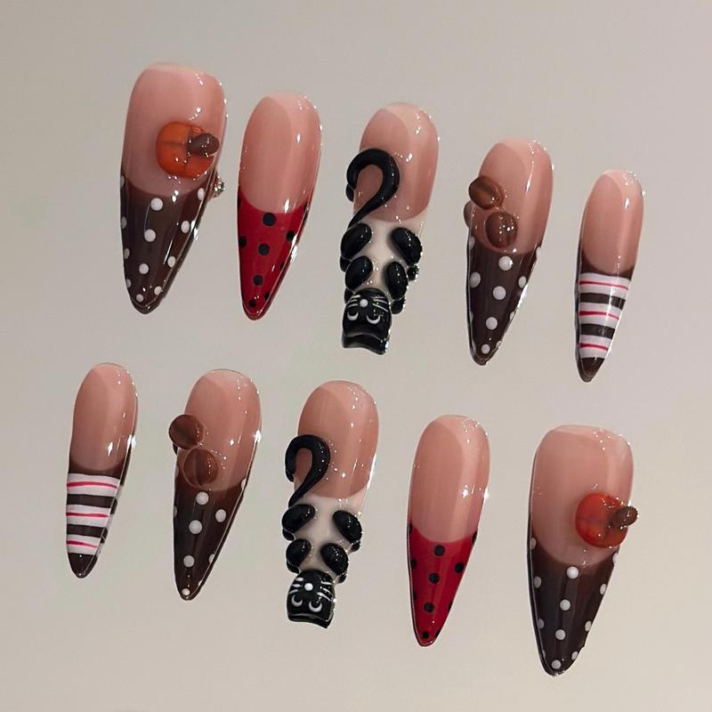 Autumn Spice Collection - 100% Handcrafted 3D Press-On Nails, Reusable Salon-Quality Gel Luxury