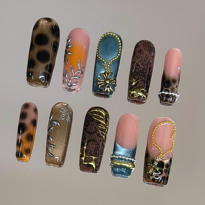 Autumn Spice Collection - 100% Handcrafted 3D Press-On Nails, Reusable Salon-Quality Gel Luxury