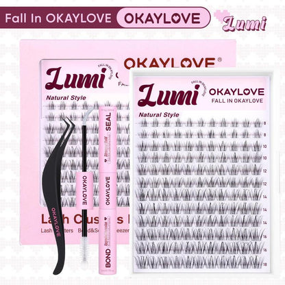 Brown Idol Lash Clusters Kit - D Curl Wispy Extension Kit for Natural DIY Makeup