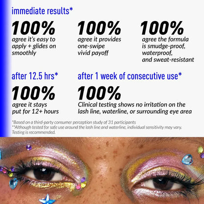 Melt-On Eyeliner - Smooth Sparkly Metallic Multichrome, Waterproof & Long-Lasting Eye Makeup