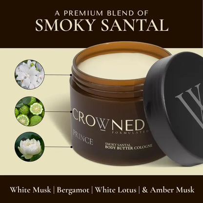 Smoky Santal Body Butter - 100G Organic Shea and Jojoba Blend for Deep Hydration