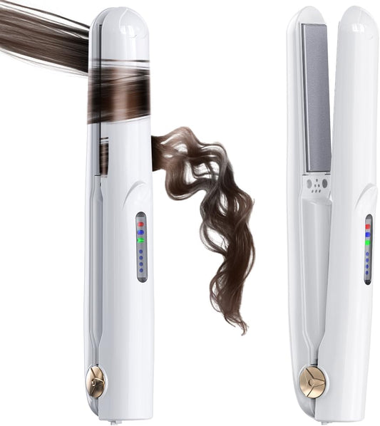 Cordless 2-in-1 Mini Hair Straightener & Curler with Emergency Phone Charger