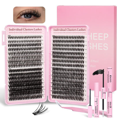 Mixed-Style Lash Clusters Kit, DIY Individual Eyelash Extensions, D-Curl Volume False Eyelashes
