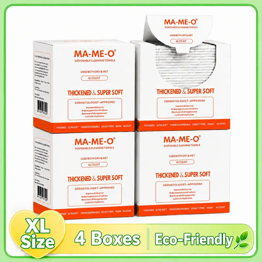 Disposable Face Towels - 4 Boxes (160 Total), XL Ultra Soft Thick Eco-friendly Wipes for Sensitive Skin
