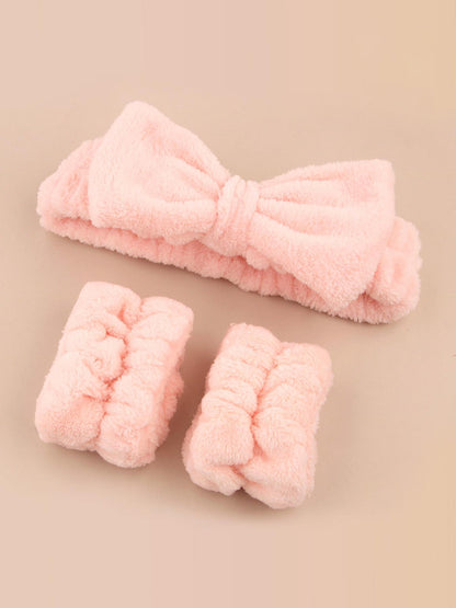 Summer Spa Wristband and Headband Set for Face Washing, Skincare, and Makeup
