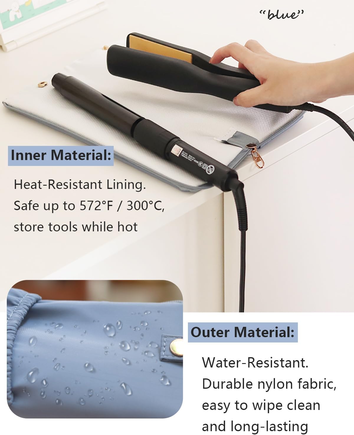 2-in-1 Heat Resistant Mat & Holder for Curling Irons and Flat Irons - Pink Travel Bag