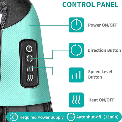 Shiatsu Neck and Back Massager with Soothing Heat and 8 Deep-Kneading Nodes