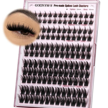 Spiky Manga Lash Clusters - Wispy Anime Eyelash Extensions, D Curve 12-18mm, 204 Pcs