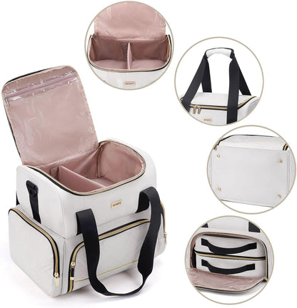 Large Double Layer Travel Makeup Organizer Case with 2 Removable Toiletry Bags