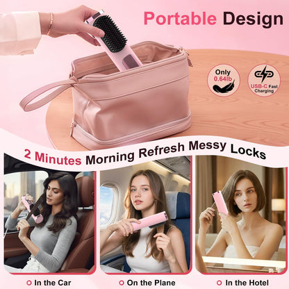 Cordless Hair Straightener Brush, Portable 500 Million Ions Smooth Straightening Comb, MCH Fast Heating