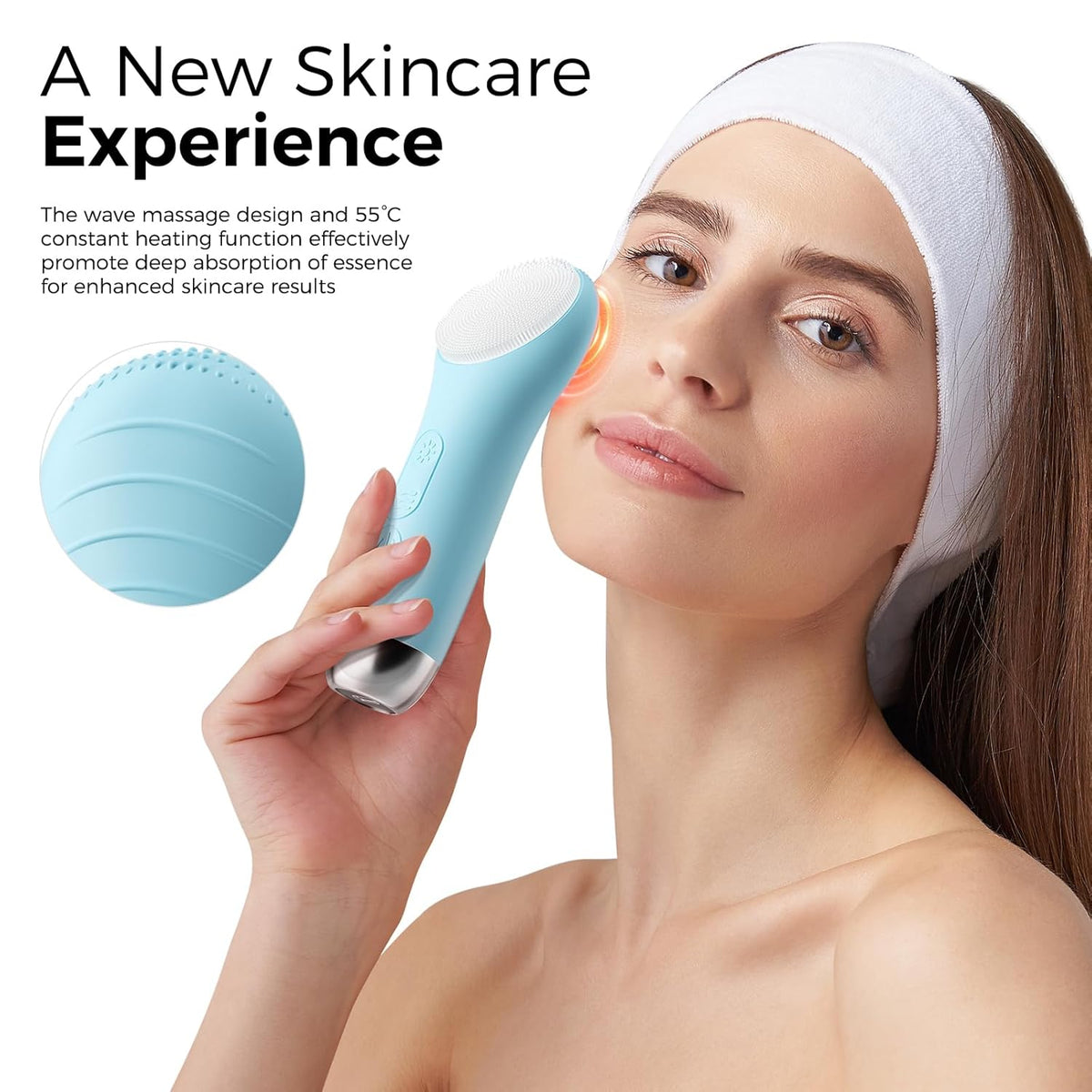 Waterproof Rechargeable Face Cleansing Brush with 4 LED Light Modes & 5-Speed Massage