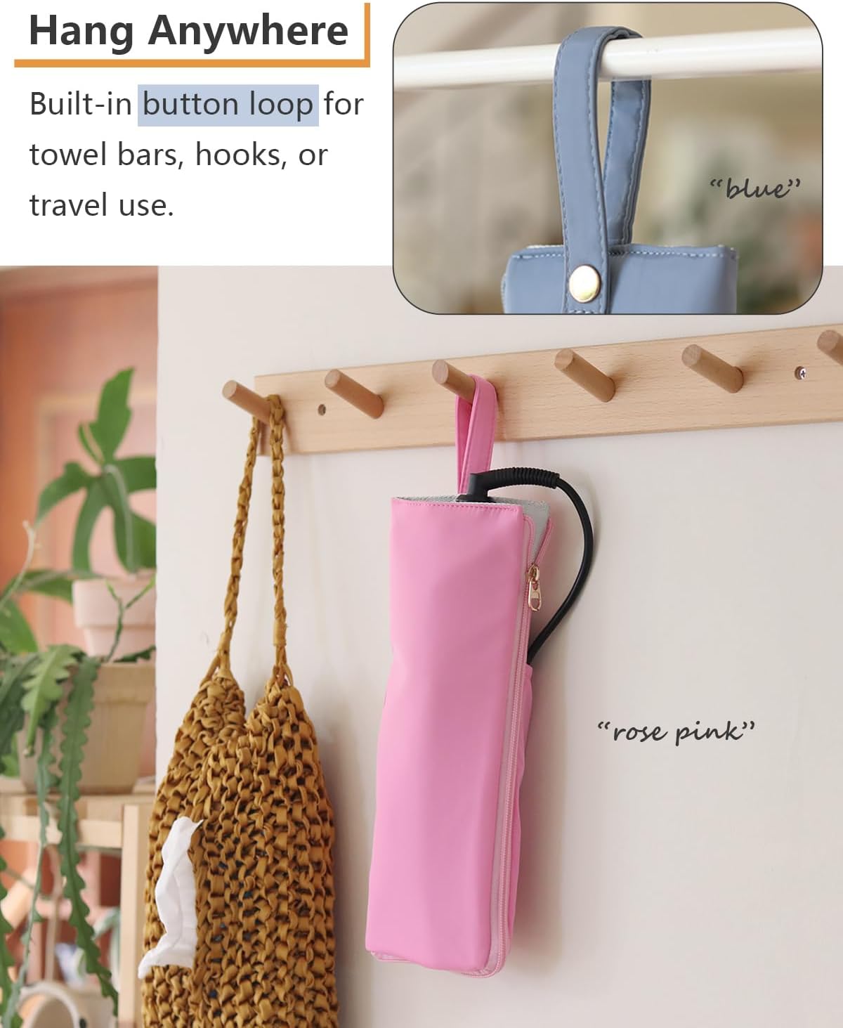 2-in-1 Heat Resistant Mat & Holder for Curling Irons and Flat Irons - Pink Travel Bag