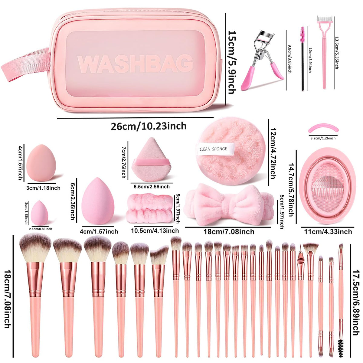 70Pcs Pink Makeup Brushes Set - Professional Multi-functional Kit with Case and Accessories