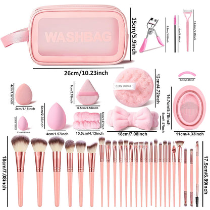 70Pcs Pink Makeup Brushes Set - Professional Multi-functional Kit with Case and Accessories