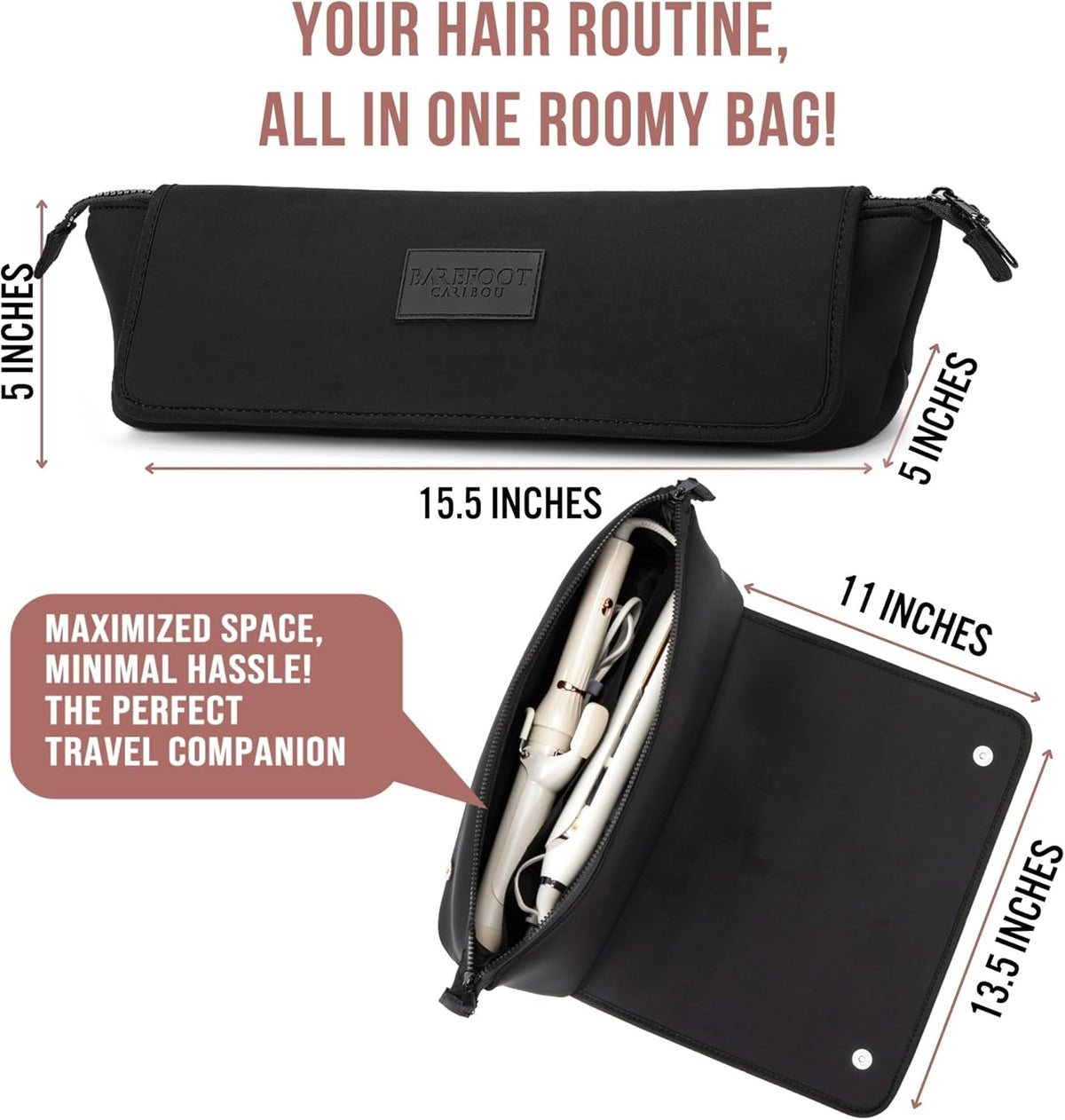 Hair Tools Travel Bag and Heat Resistant Mat (15.5") for Flat Irons, Straighteners, and Curling Irons