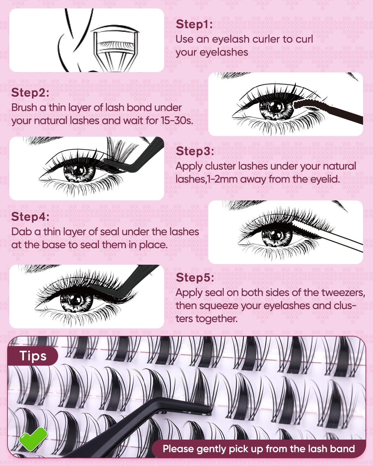 Brown Idol Lash Clusters Kit - Clear Band Natural Wispy Eyelash Extensions with Bond and Seal, 9-16mm