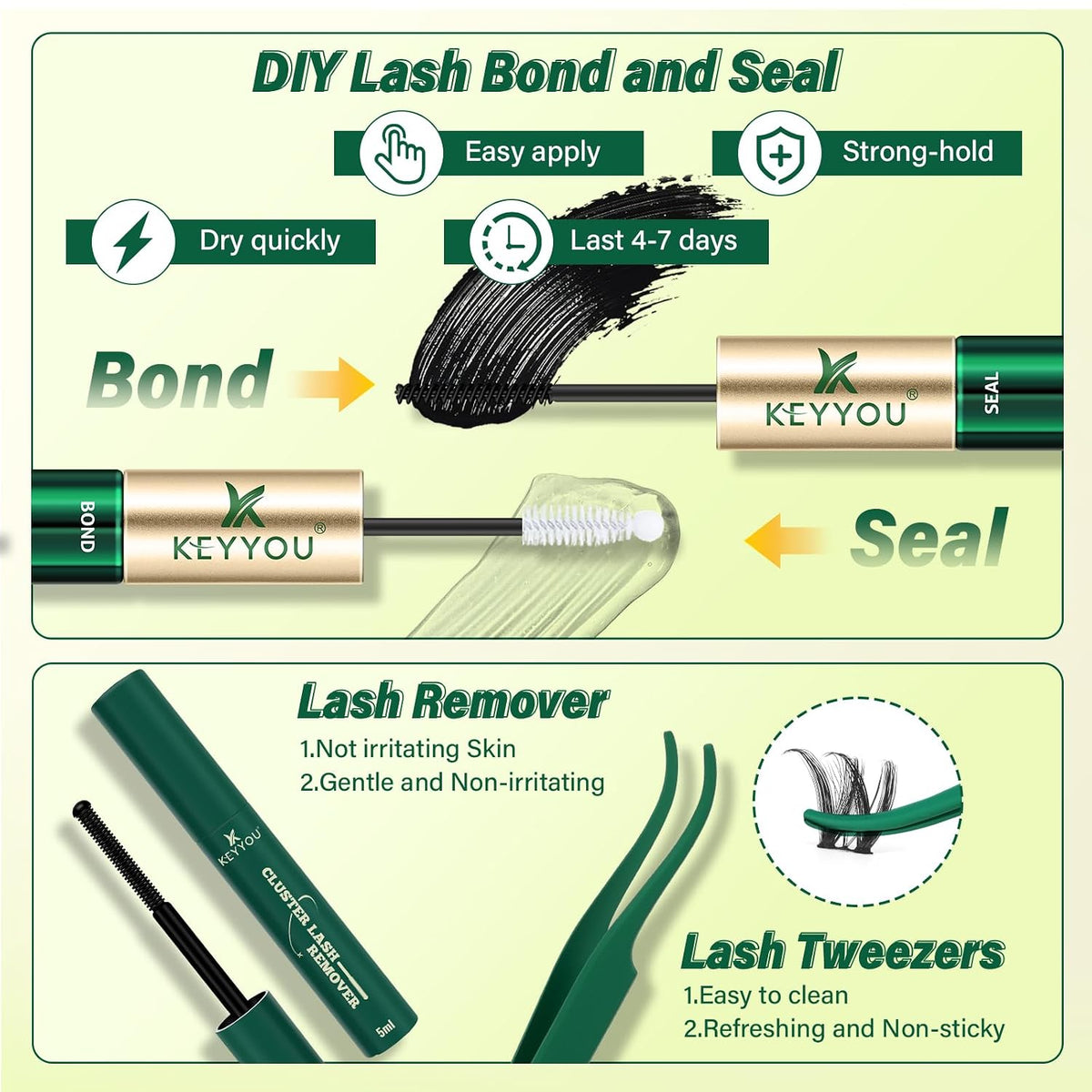 Flora Lash Clusters Kit - 132pcs D Curl Natural Extension Set with Bond, Seal, and Remover
