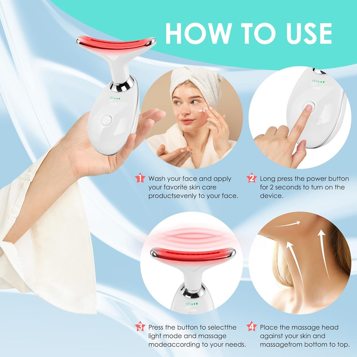 Facial Massager for Face and Neck, 7 Color Light Therapy Sculpting Wand Tool for Women