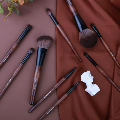 Professional Bamboo Makeup Brush Set with Natural Sable Hair and Travel Case, 7-Piece Kit