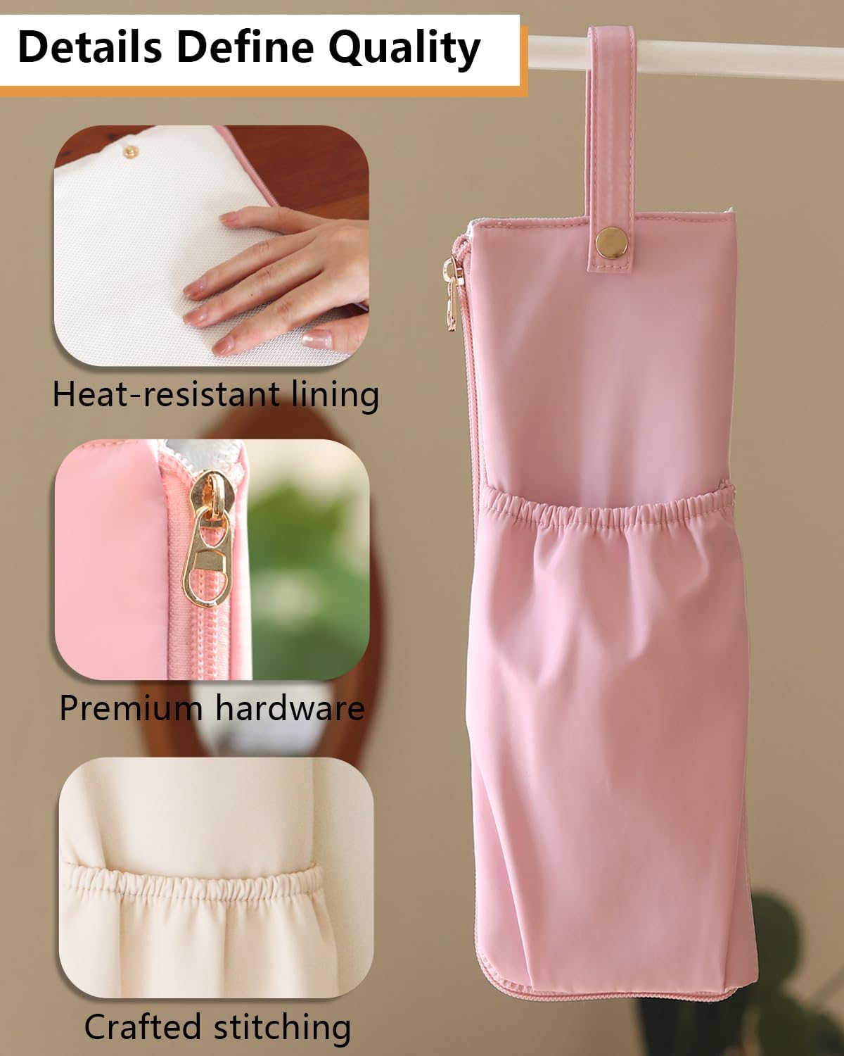 2-in-1 Heat Resistant Mat & Holder for Curling Irons and Flat Irons - Pink Travel Bag