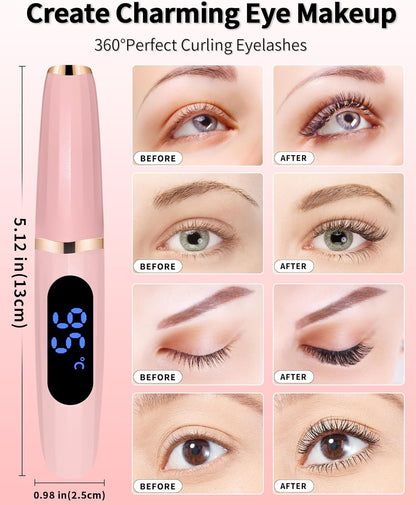 Heated Eyelash Curler with LED Display - 3 Temp Settings USB Rechargeable Electric Lash Curler