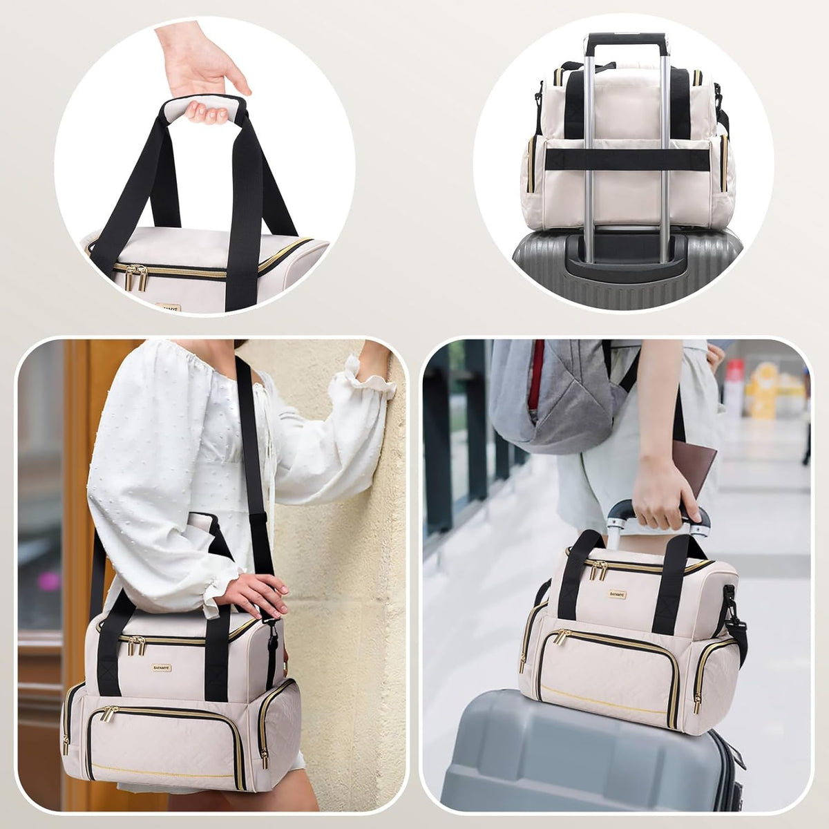 Large Double Layer Travel Makeup Organizer Case with 2 Removable Toiletry Bags
