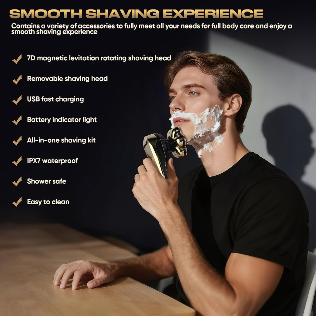7D Magnetic Electric Shaver for Men & Women, Waterproof Bald Head Trimmer Kit