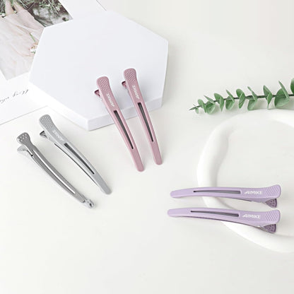 Hair Sectioning Clips with Silicone Band - 6pcs No Crease Duck Billed Clips for Styling and Cutting