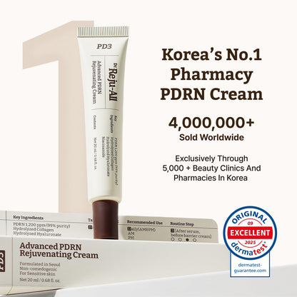 Advanced PDRN Rejuvenating Cream Max - 99% Pure Salmon DNA Gel Moisturizer for Glass Skin