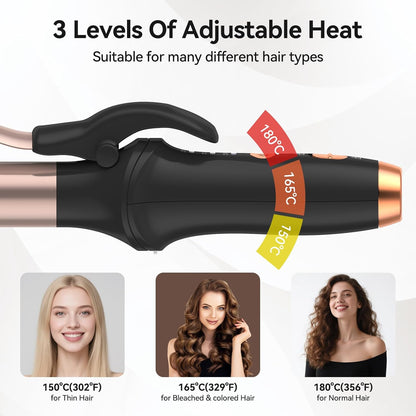 Cordless Curling Iron: Mini USB Rechargeable 4000mAh Hair Curler with 3 Temp Settings and Negative Ions