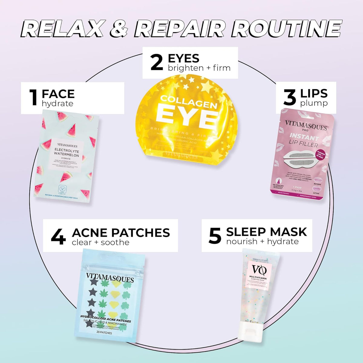 Juicy Collection Triple-Layer Sheet Facial Mask Kit - 7-Pack Korean Skincare for Purifying and Brightening