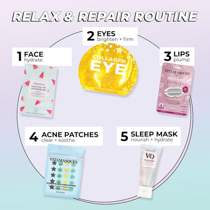 Juicy Collection Triple-Layer Sheet Facial Mask Kit - 7-Pack Korean Skincare for Purifying and Brightening