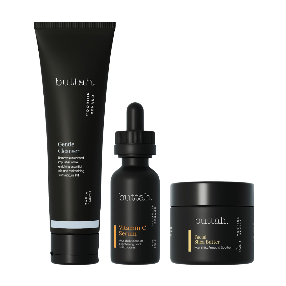 3pc Skin Care Kit for Men and Women - Shea Butter, 15% Vitamin C Serum, and Facial Cleanser