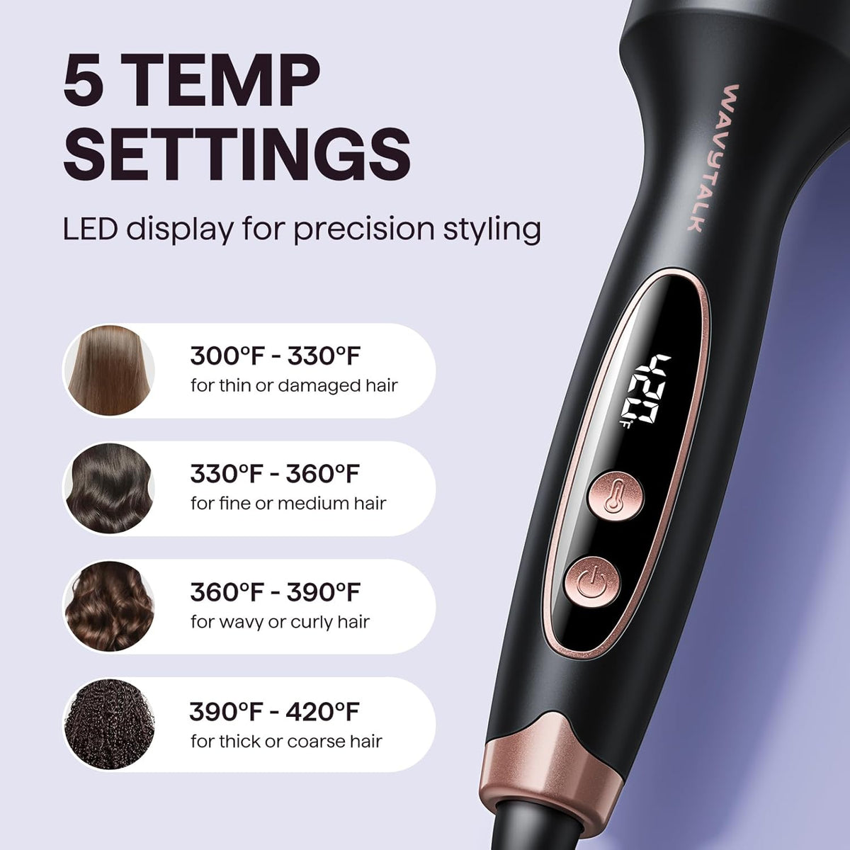1.5 Inch Heated Round Brush with Ionic Technology and 5 Heat Settings for Blowout Look