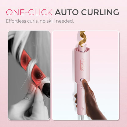 Automatic Rotating Curling Iron - 1 Inch Beach Waves Wand with 500M Ions & Anti-Scald