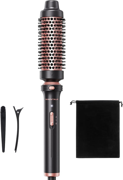 1.5 Inch Heated Round Brush with Detachable Head, Dual Voltage Tourmaline Ceramic Thermal Brush