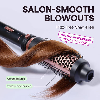 1.5 Inch Heated Round Brush with Detachable Head, Dual Voltage Tourmaline Ceramic Thermal Brush