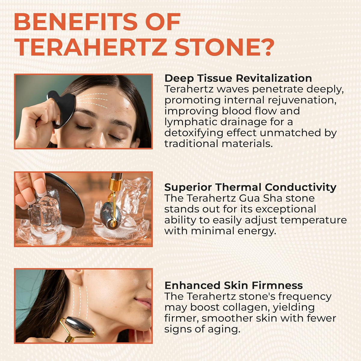 Terahertz Gua Sha & Facial Roller Set - Authentic Stone for Puffiness & Wrinkles