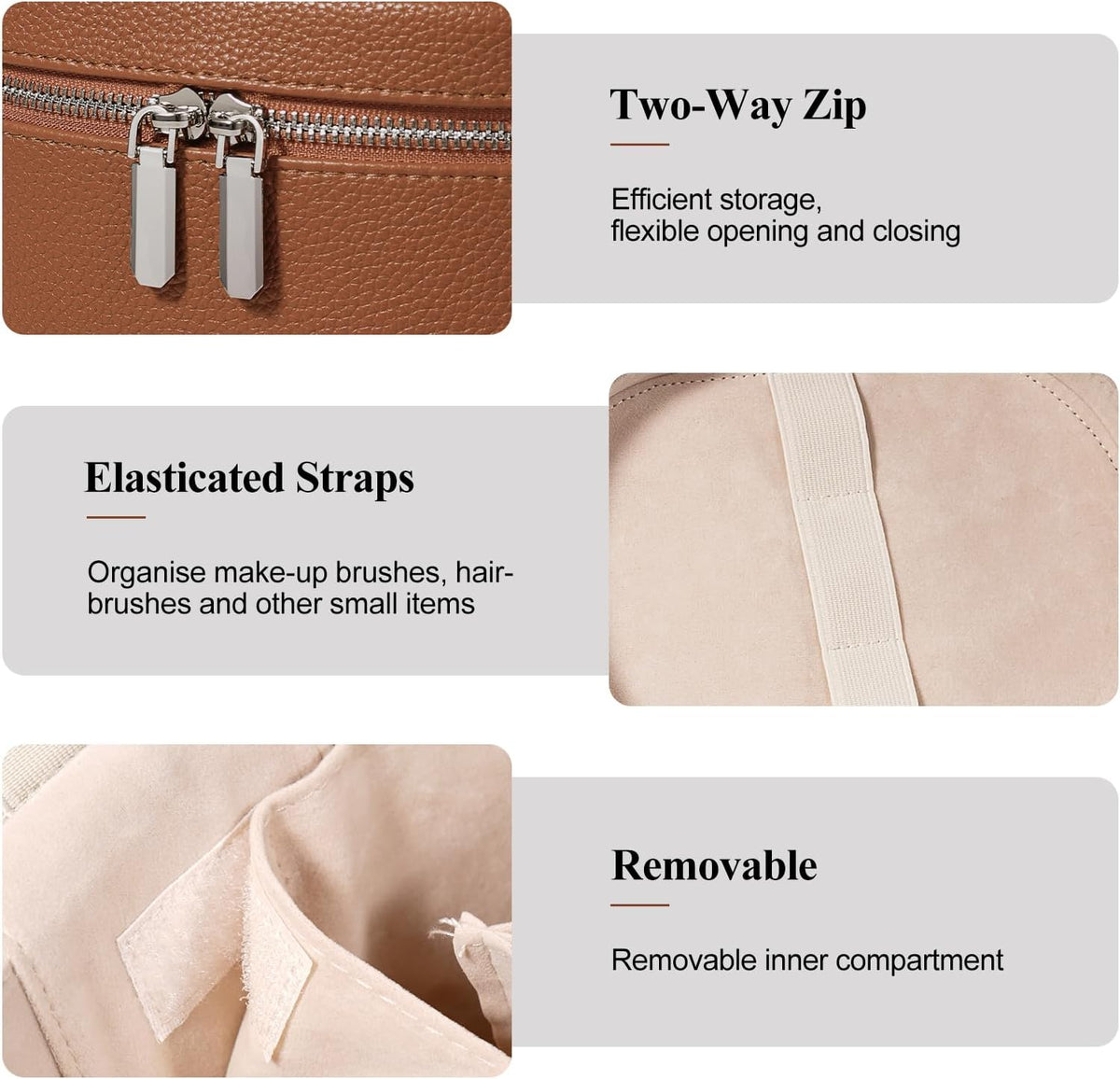 Portable Makeup Bag with Removable Compartments and Handle - Travel Cosmetic Case