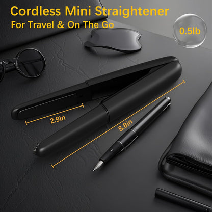 Cordless 2-in-1 Hair Straightener and Curler, Mini Portable Ceramic Flat Iron with 4500mAh Battery