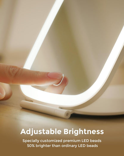 Travel Mirror with LED Light, Rechargeable Portable Lighted Makeup Mirror, 3 Lighting Modes, 7x5 Inch