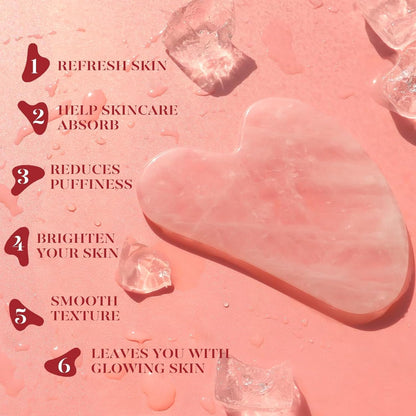 Rose Quartz Roller & Gua Sha Set, Cooling Face Roller for Depuffing & Lymphatic Massage
