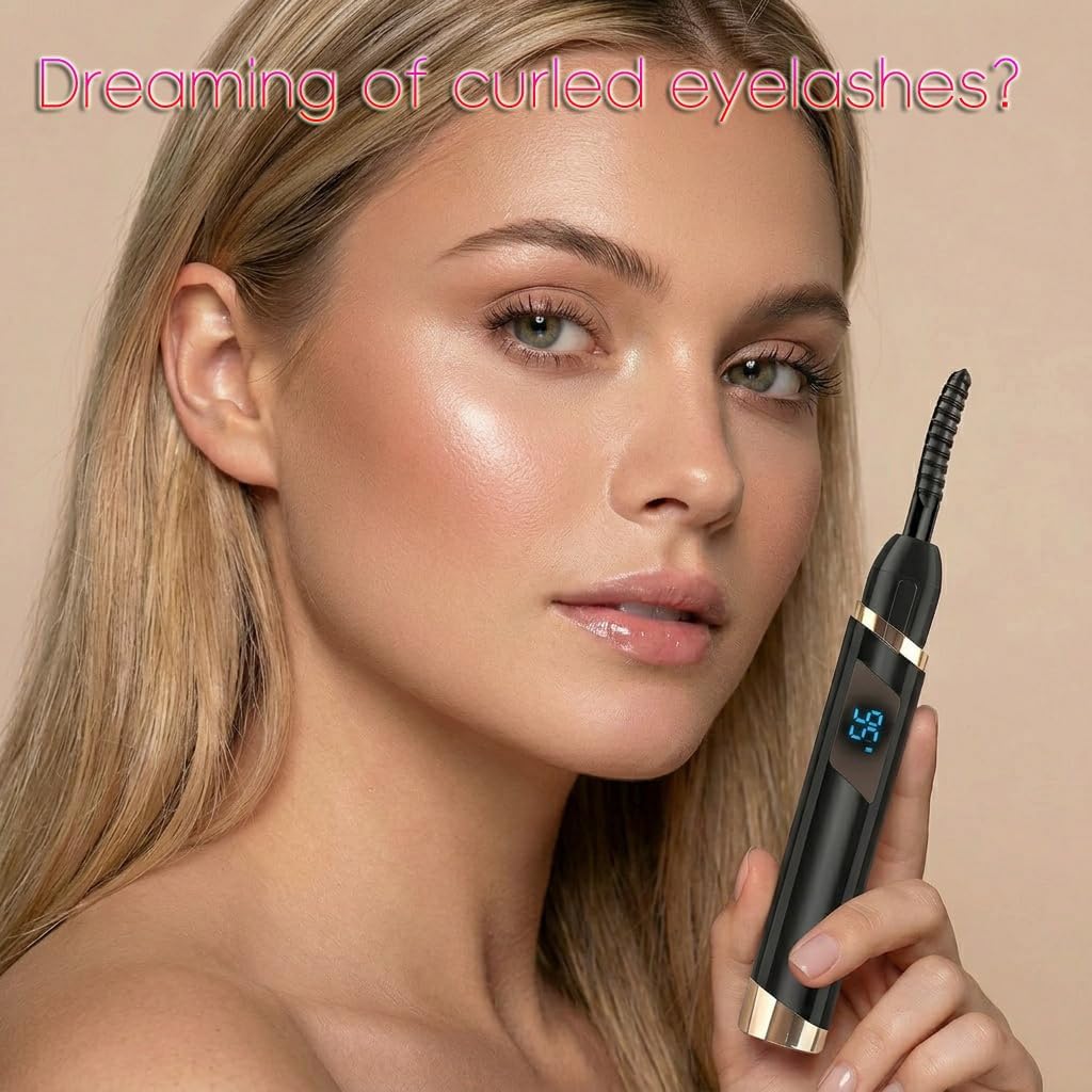 Heated Eyelash Curler with Battery Indicator, 3 Temperature Modes LED Display USB Rechargeable Makeup Tool