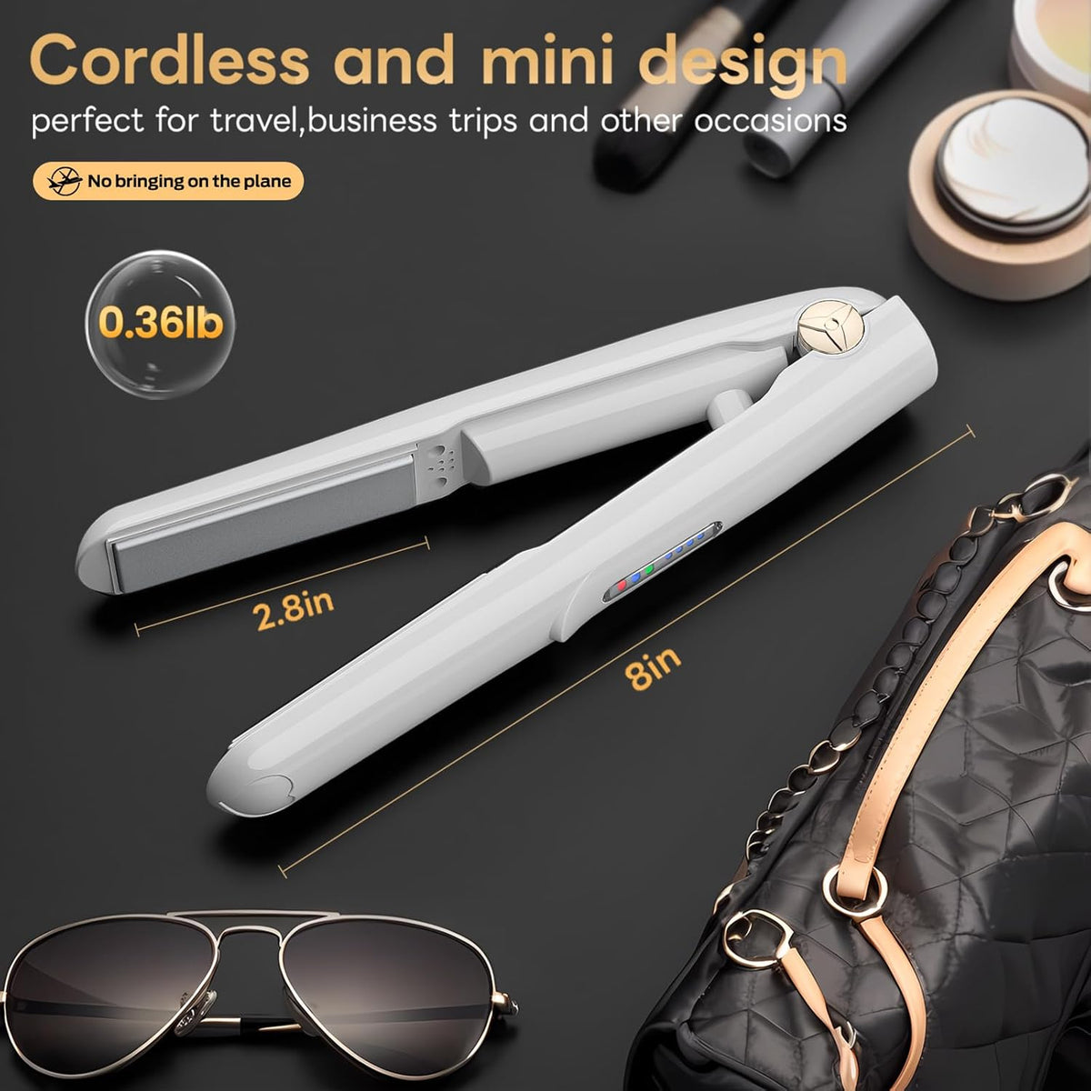 Cordless 2-in-1 Mini Hair Straightener & Curler with Emergency Phone Charger