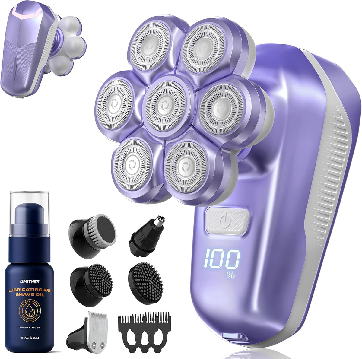 7D Magnetic Electric Shaver for Men & Women, Waterproof Bald Head Trimmer Kit