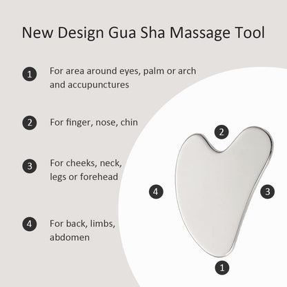 Stainless Steel Gua Sha Facial Tools and Face Roller Set for Skincare and Sculpting