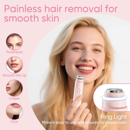 2-in-1 Facial Hair Remover & Eyebrow Trimmer - Rechargeable Face Shaver with LED Light