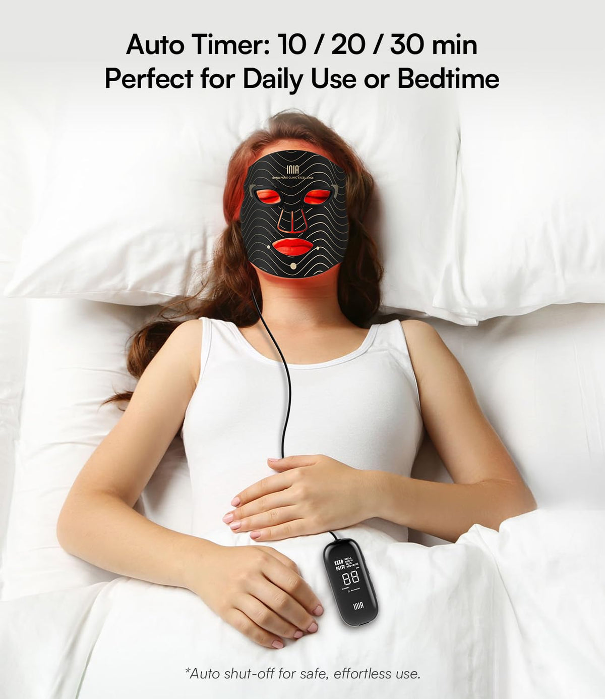 Red Light Therapy Mask for Face, 850nm NIR & 4 LED Modes, 220 LEDs, 105mW/cm² Output