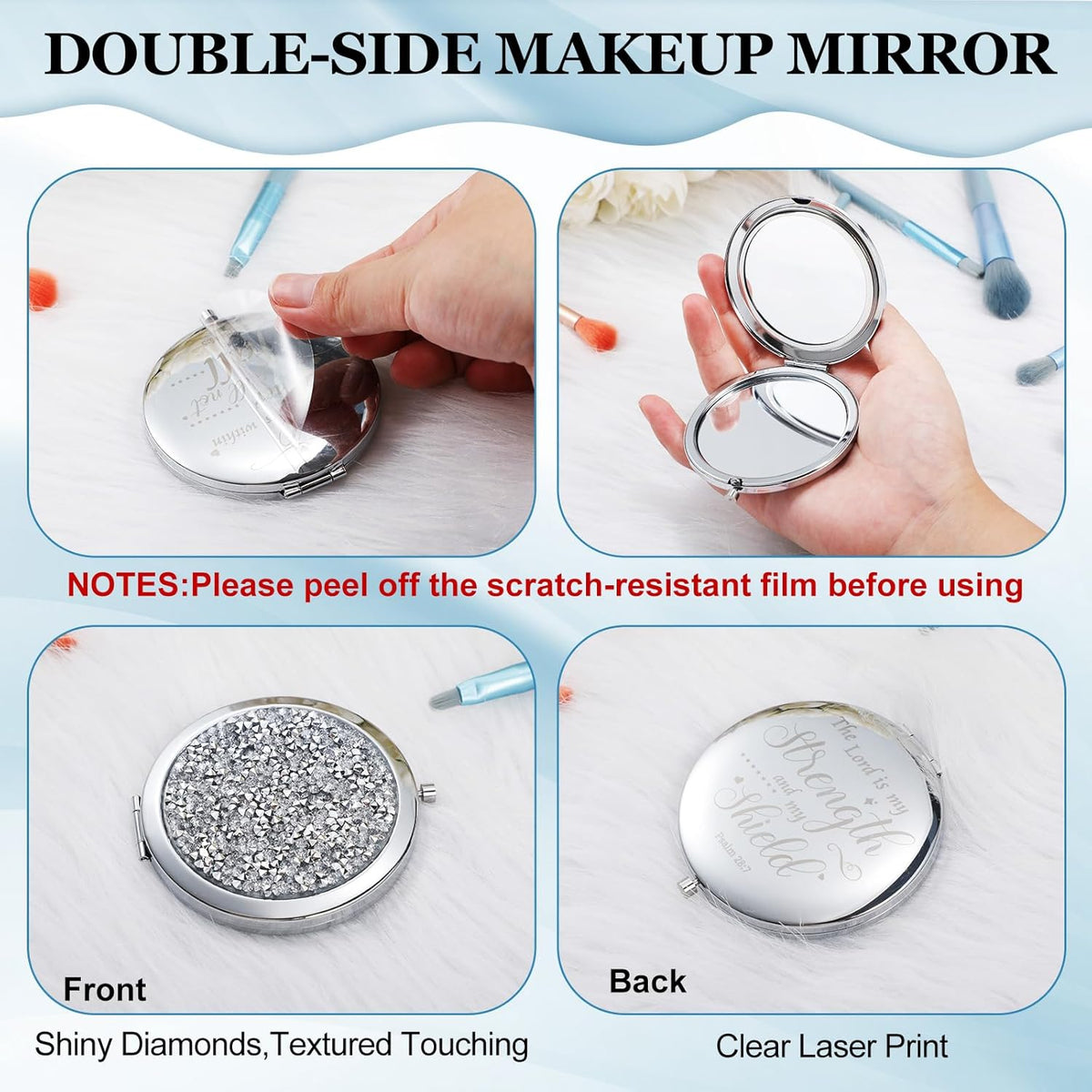 12 Pcs Easter Christian Compact Mirror Gifts for Women, Bible Verse Bulk Hand Makeup Mirrors